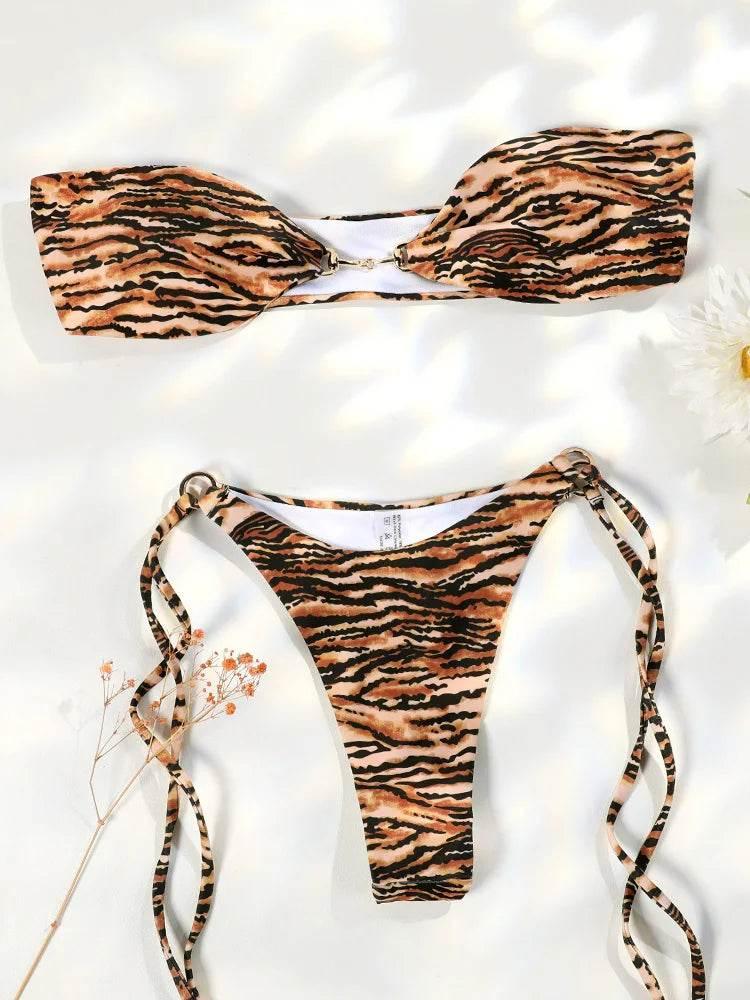 Solid Swimsuit Women Bathing Suit Bandeau Bikini 2024 Biquinis Feminino Swimwear High Waist Bikini Set Beachwear Sexy Bikinis - Empire P.E