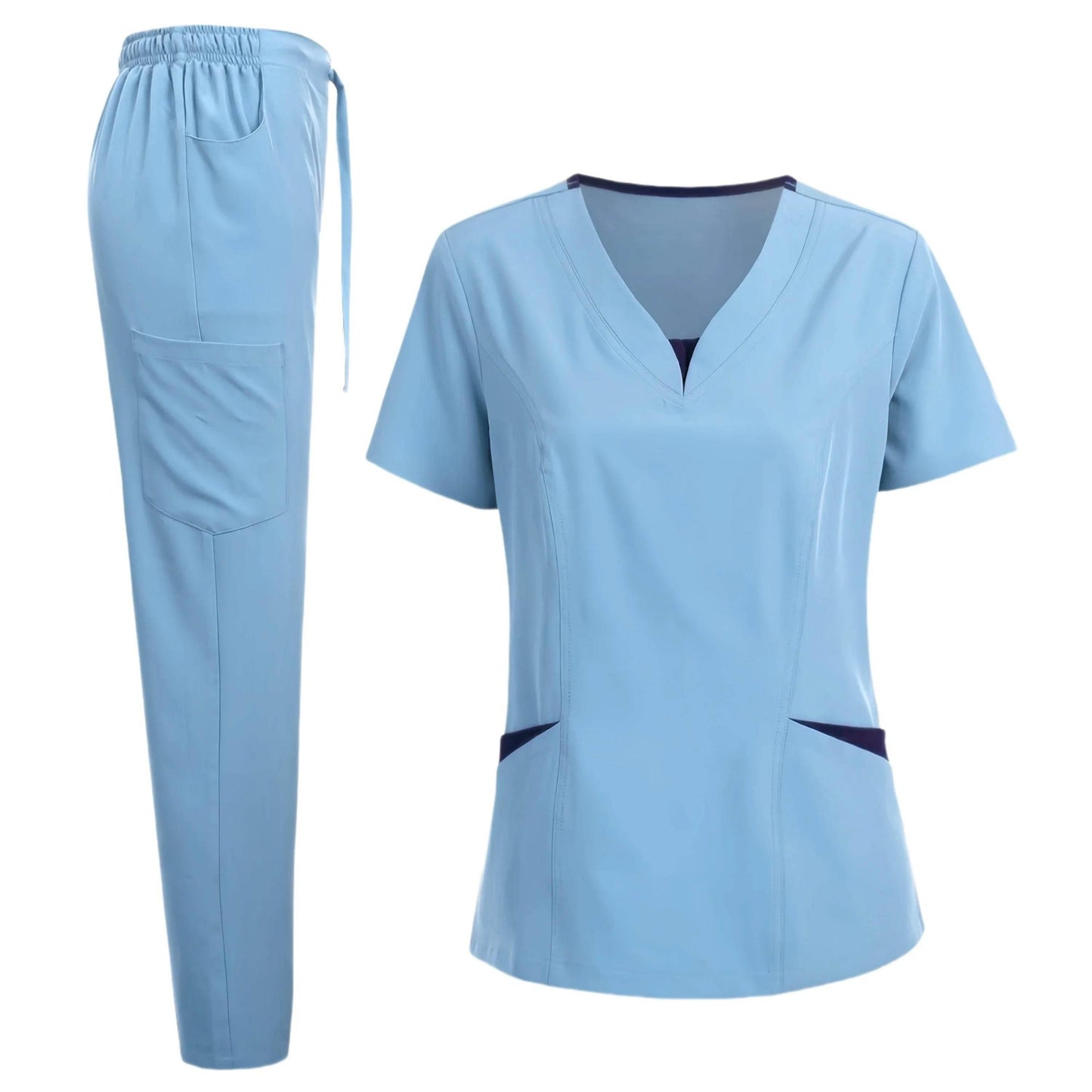 Scrub Set for Women Nurse V Neck Plus Size Scrubs Tops and Pants - Empire P.E