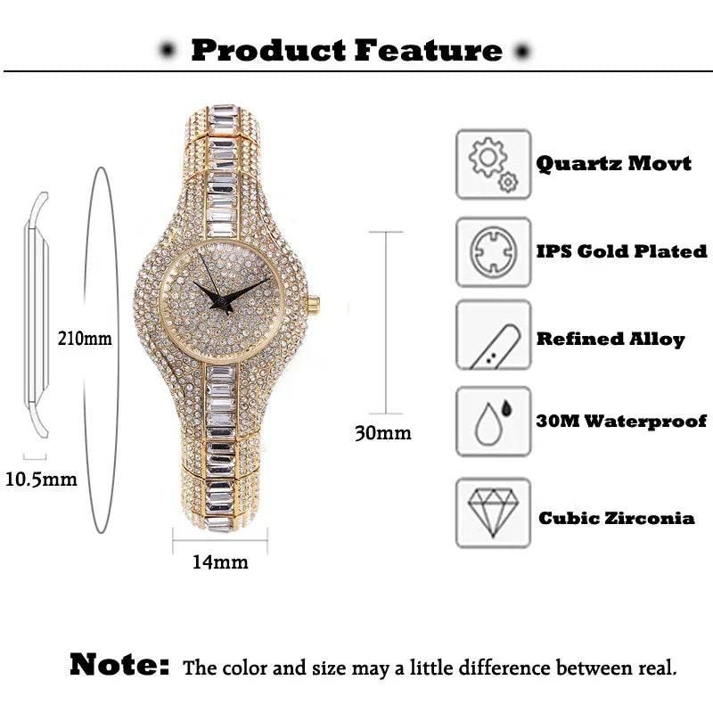 Luxury Iced Watches Women Brand Rainbow DIamond - Empire P.E