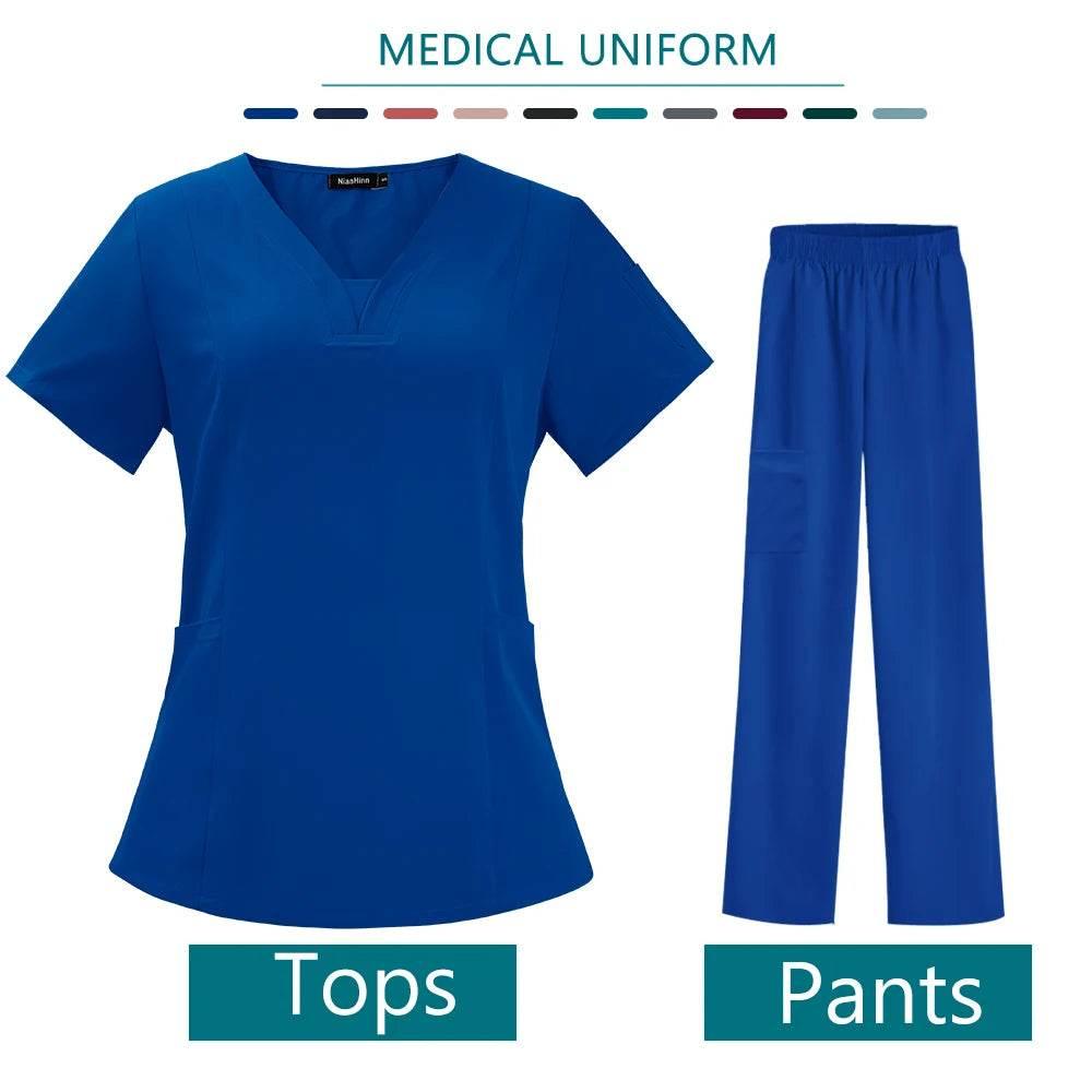 Nurse Medical Uniform High Quality Scrubs Short Sleeve Elastic Pants - Empire P.E