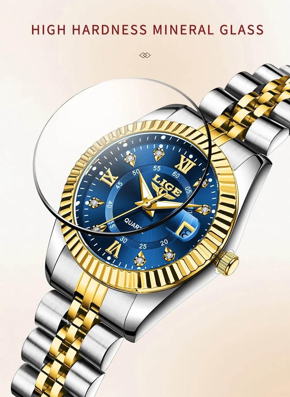 LIGE Top Luxury Watches For Women Vintage Fashion Ladies Watch Waterproof Date Stainless Quartz Wristwatches Reloj Mujer 2025 - Empire P.E