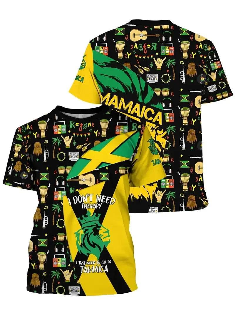 3D Print Jamaica Hummingbird Graphic T-Shirt For Men Casual Short Sleeve Crew Neck Tshirts Men's Plus Size Jamaica Flag Tshirt - Empire P.E