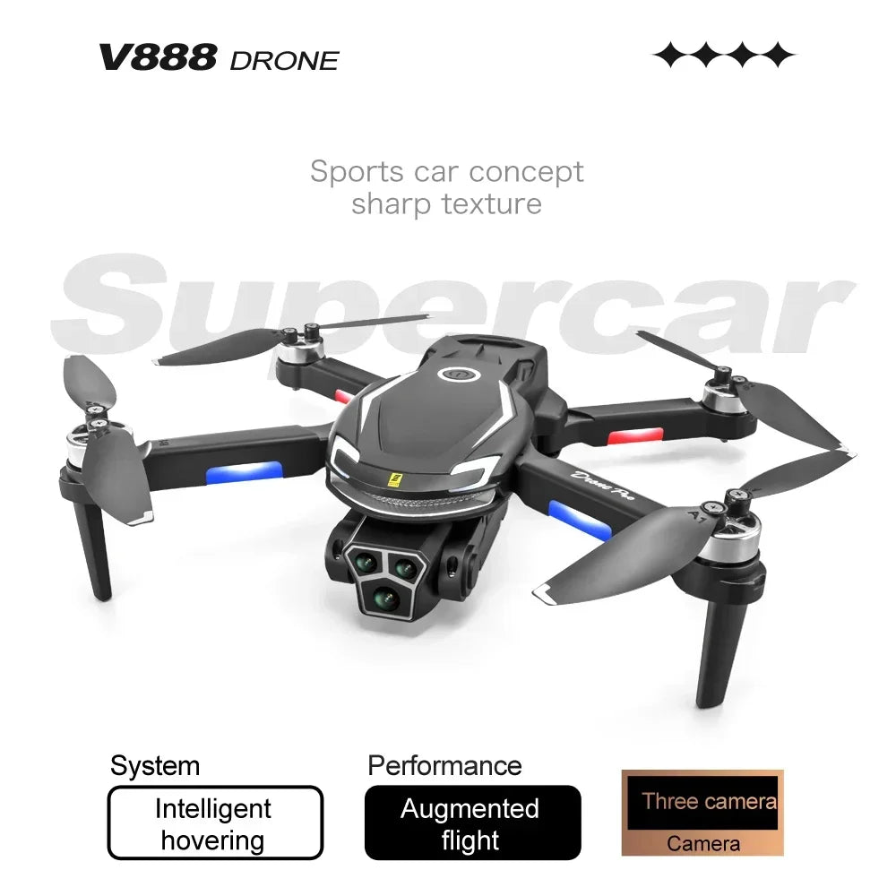 V888 Brushless Drone 8K Professional HD Triple Camera - Empire P.E