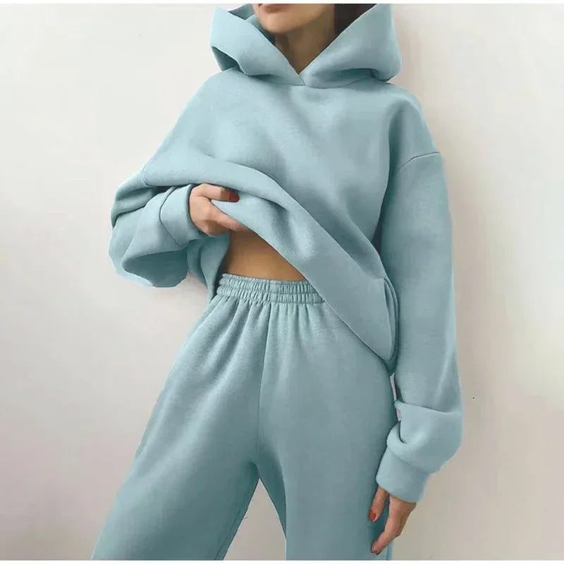 2023 Trend Casual Fashion Thickened Long-sleeved Sweater Pants Two-piece Suit