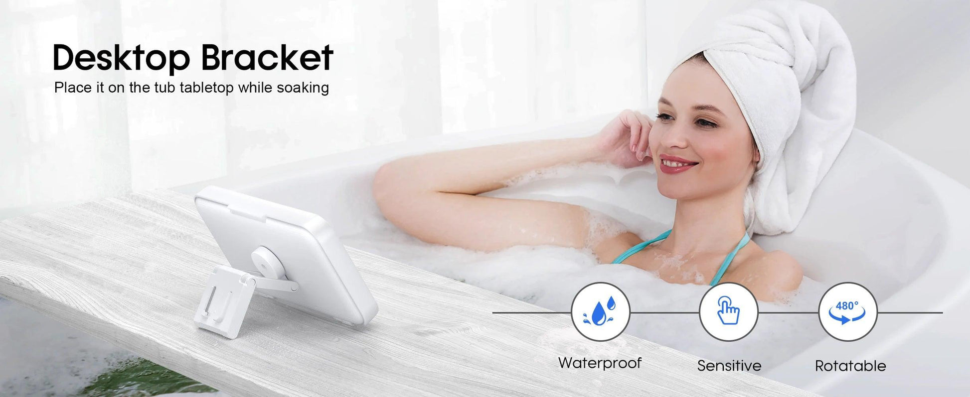 Shower Phone Holder with Speaker Waterproof 480 Rotation, Wall Phone Mount - Empire P.E