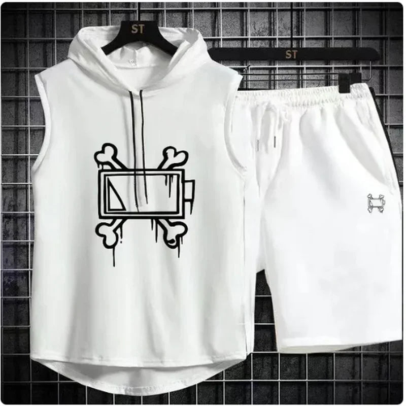 Men's track suit summer sportswear two-piece t-shirt shorts