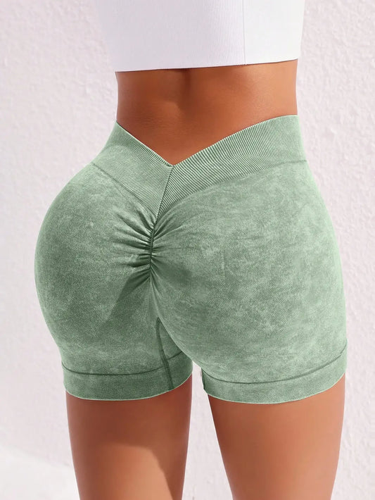 Women's Washed Yoga Shorts Fitness