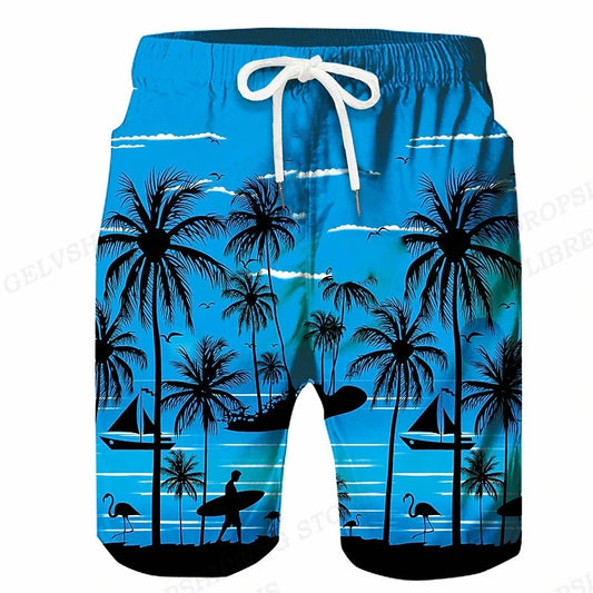 Men's Swimming Coconut Tree 3d Surfing Board Shorts