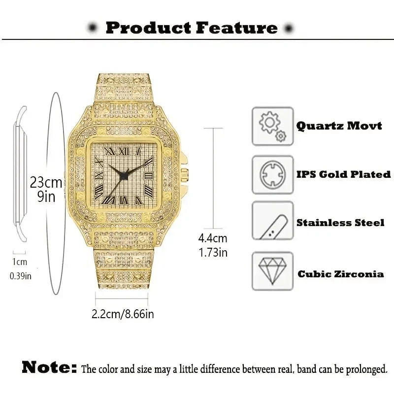 Classic Luxury Business Men's Steel Strap Square - Empire P.E