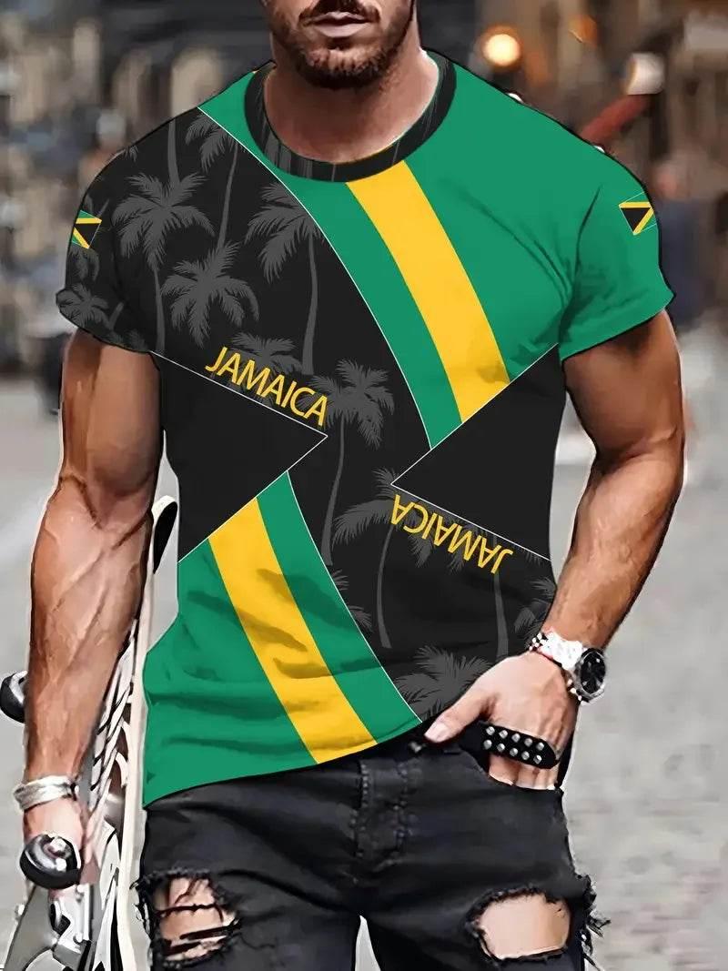 3D Print Jamaica Hummingbird Graphic T-Shirt For Men Casual Short Sleeve Crew Neck Tshirts Men's Plus Size Jamaica Flag Tshirt - Empire P.E