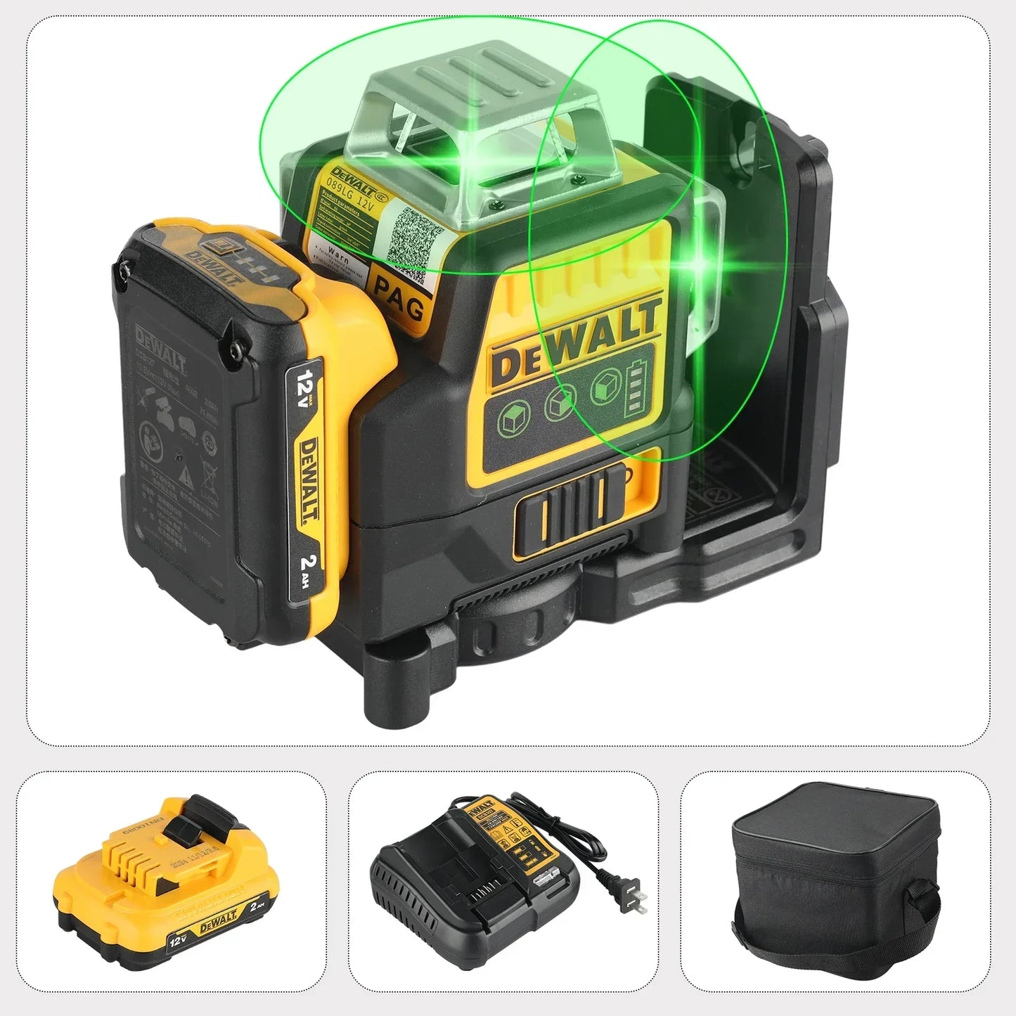 2025 Dewalt Laser LeveL DW089LG Self Levelling 12 Line 3 x 360 Degrees Green Beam - Empire P.E