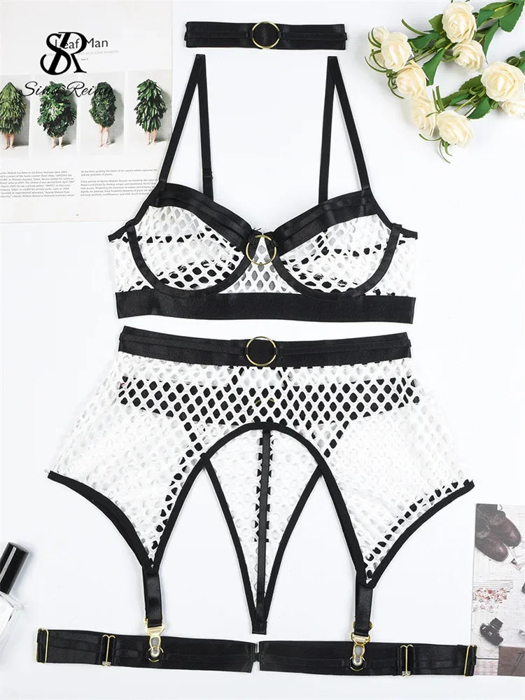 Mesh Porno Lingerie 4 Pieces Suits - Empire P.E