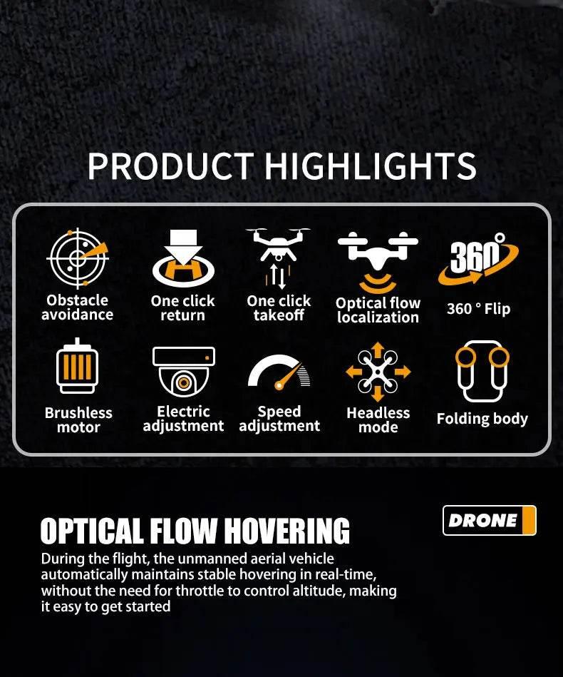 Drone aerial view brushless motor with obstacle avoidance optical flow foldable quadrotor foldable remote control airplane toy - Empire P.E