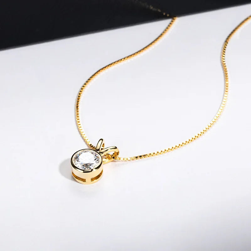 1-2ct D color Moissanite Diamond 18K Gold Plated Classic Necklaces - Empire P.E