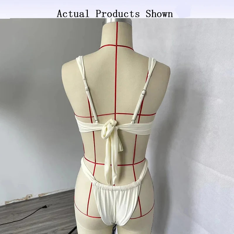 Women`s Shoulder Strap Low Waist Bikini Set - Empire P.E