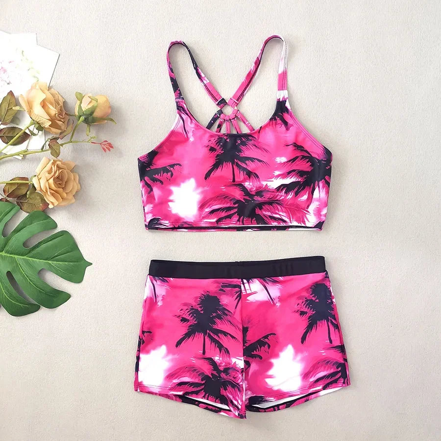 3 Pieces Leaf Print Swimsuit Women - Empire P.E