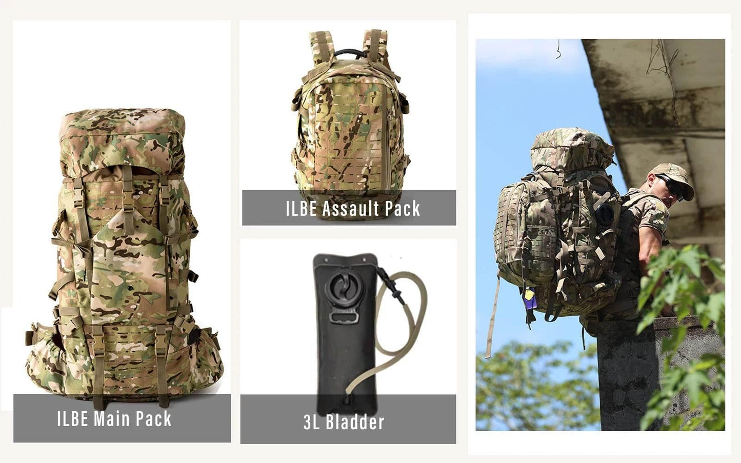 Military ILBE Army Large Rucksack with Detacheable Tactical Assault Backpack - Empire P.E