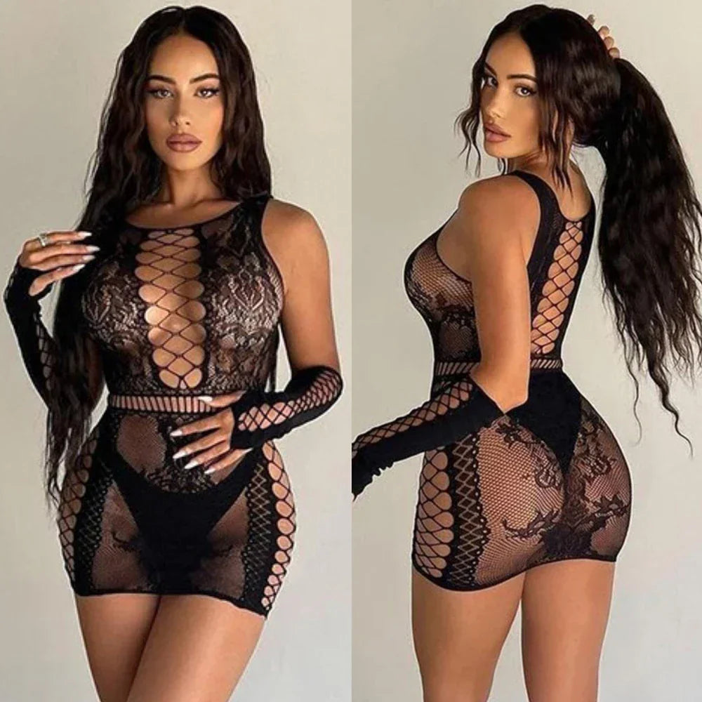 Women Mini Dress Fishnet Lingerie - Empire P.E