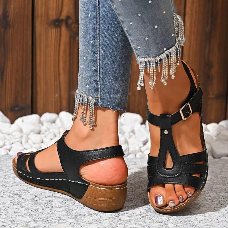 2025 Summer Women Wedge Sandals Lightweight Ankle Buckle Platform Gladiator Sandals Woman Peep Toe Non Slip Beach Sandles 36-43 - Empire P.E
