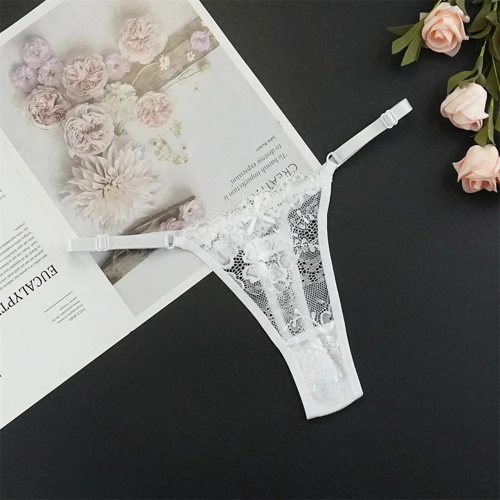 Sexy G String 4 Pcs Mix Adjustable Hollow Out Lace Thongs for Women - Empire P.E