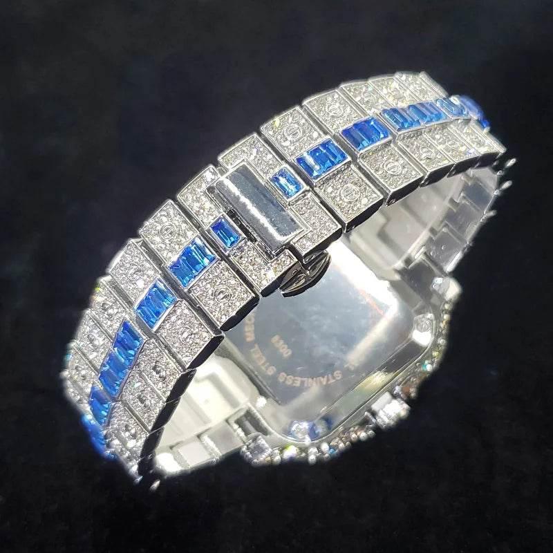 Luxury Full Diamond Watch for Men Fashion Green Iced Out Bling Square Watches Hip Hop Rap Jewelry Relogio Masculino Dropshipping - Empire P.E