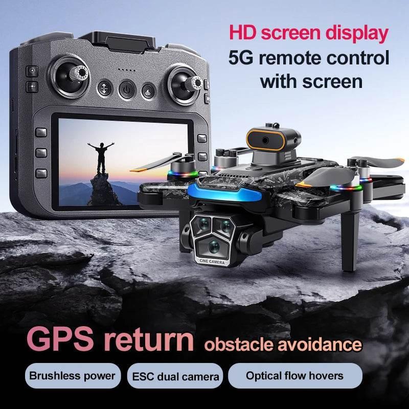 Drone with Camera Professional 4K HD Aerial Photography Dron GPS Return 4.5inch LCD Screen RC Quadcopter Three Camera Drone Toys - Empire P.E