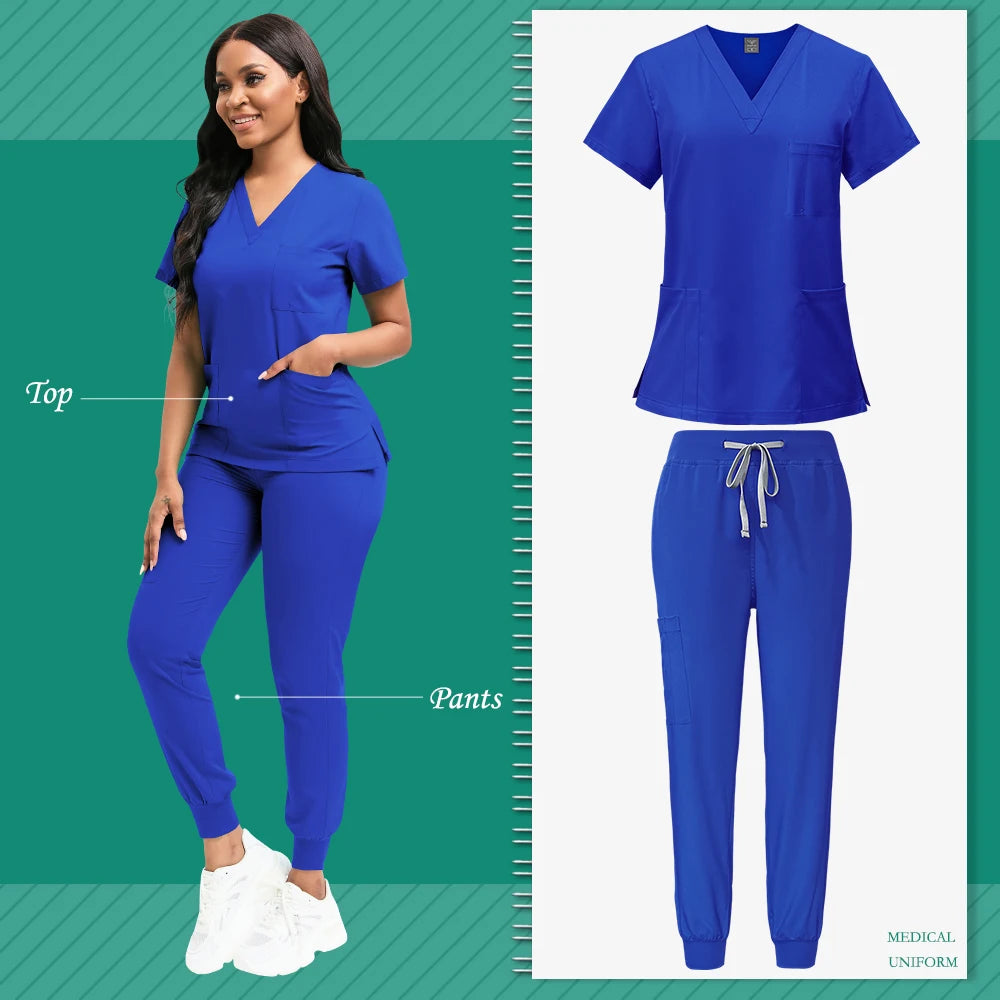 Women's Nursing Scrub Top Pants Medical Suit - Empire P.E