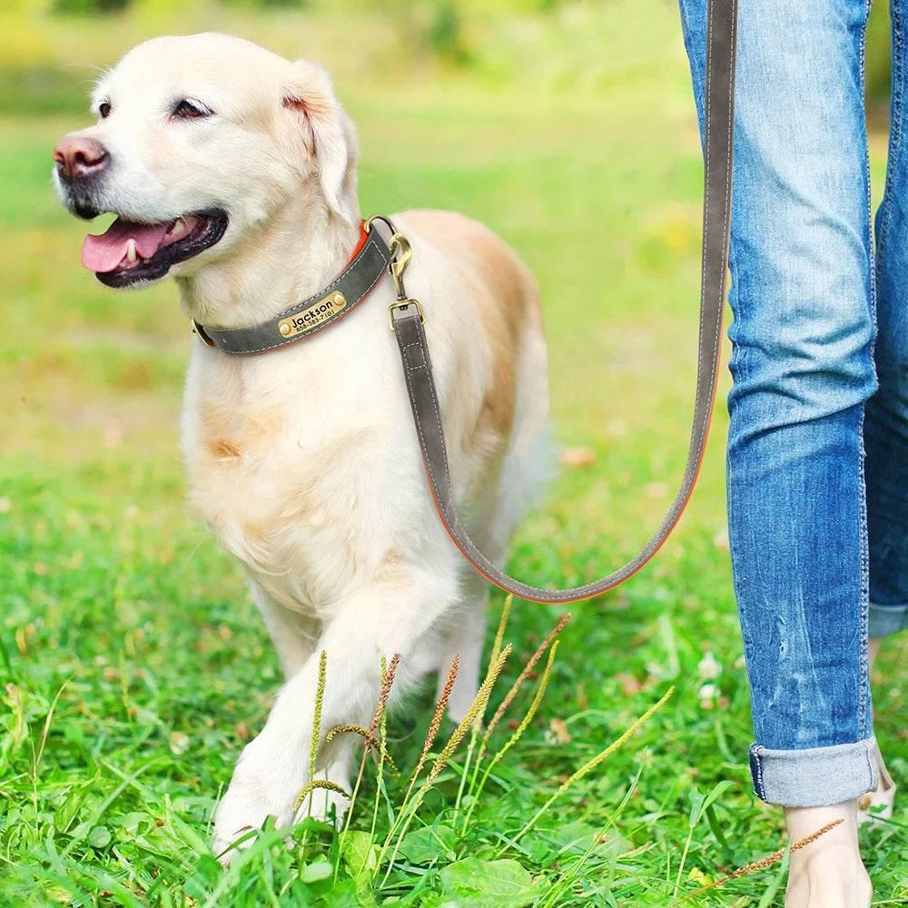5ft Leather Dog Leash Durable Pet Walking Training Lead Leash Rope for Small Medium Large Dogs Pitbull Pug erman Shepherd - Empire P.E