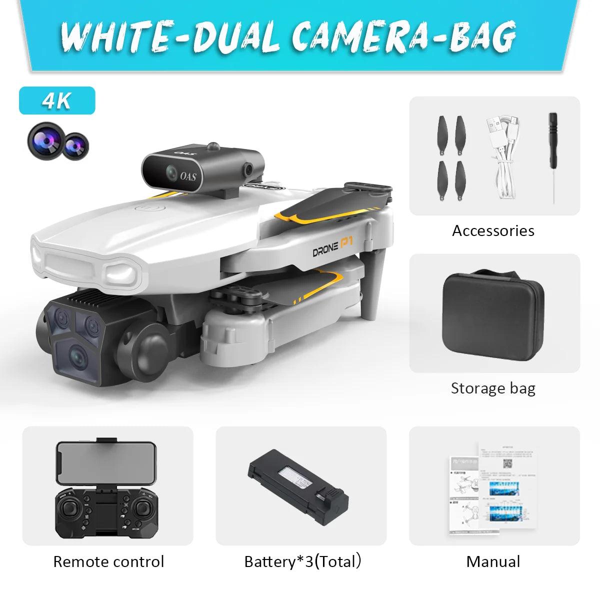 KBDFA P1 RC Drone Profesional Dual HD Camera Aerial Photography FPV Helicopters Obstacle Avoidance Foldable RC Quadcopter Toys - Empire P.E
