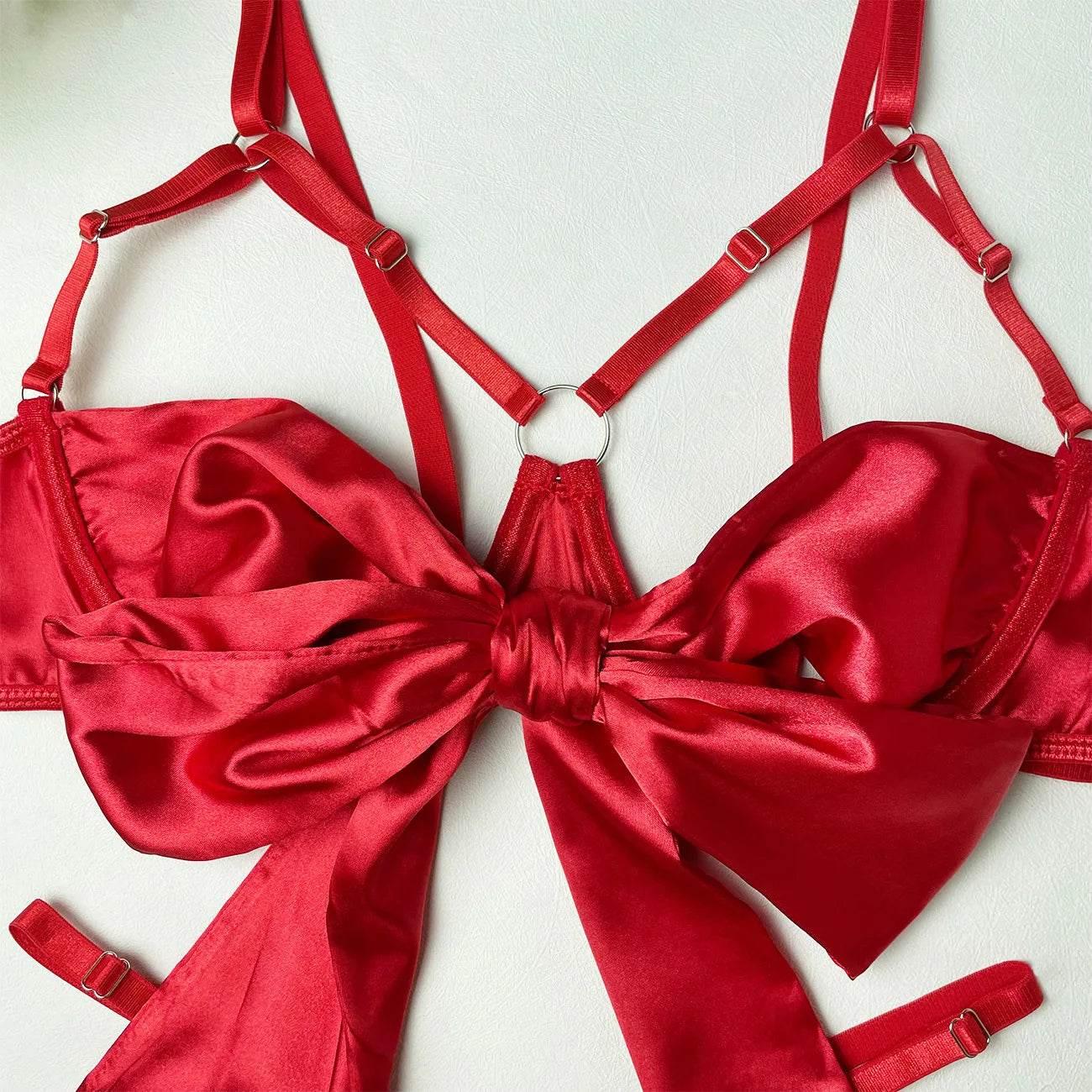 Bowknot Lingerie Open Bra Lace Up - Empire P.E