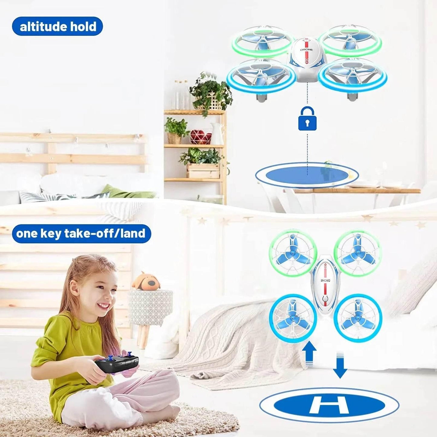 Mini RC Drone Helicopter with Auto Hover 360° Flights Headless Mode Altitude Hold RC Drone Quadcopter Toys for boys Gift - Empire P.E