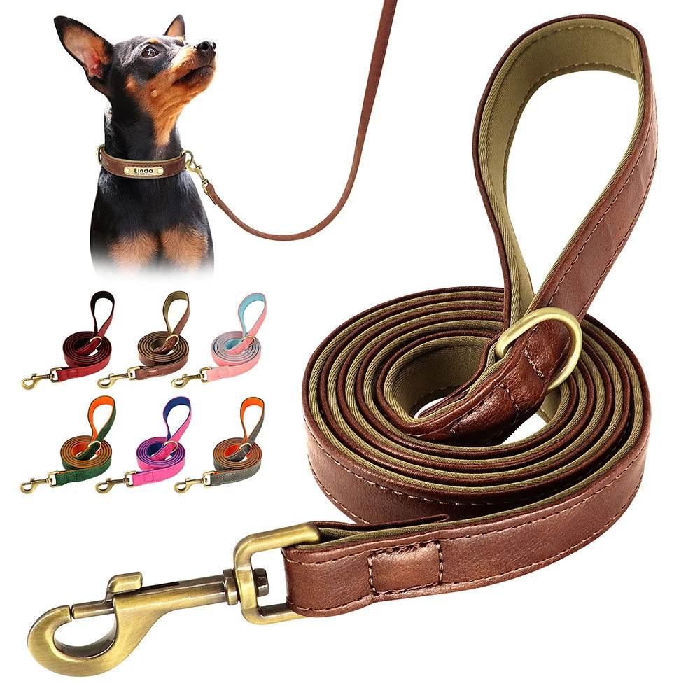5ft Leather Dog Leash Durable Pet Walking Training Lead Leash Rope for Small Medium Large Dogs Pitbull Pug erman Shepherd - Empire P.E
