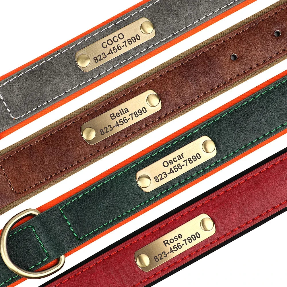 Personalized Dog Collar Custom Engraved PU Leather - Empire P.E