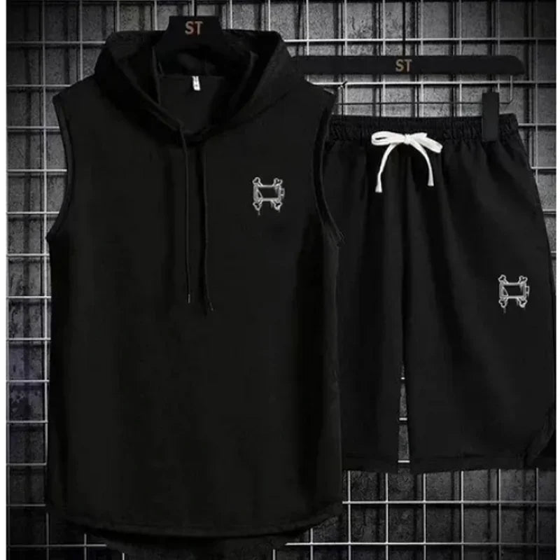 Men's track suit summer sportswear two-piece t-shirt shorts