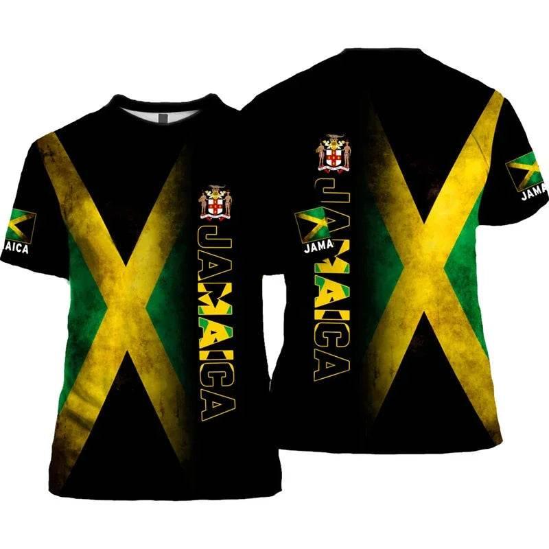 Jamaica Flag Graphic T Shirt For Men Jamaican National Emblem 3D Printed Short Sleeve Summer Streetwear T Shirts O-Neck Top Tees - Empire P.E