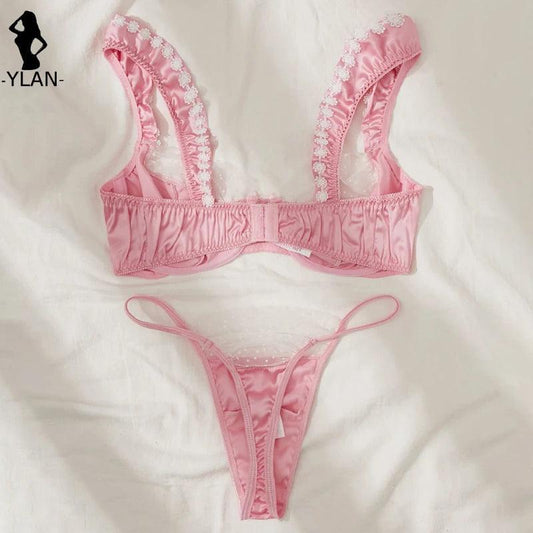 Fine Satin Lingerie Sexy Underwear 2 Piece Women Set - Empire P.E