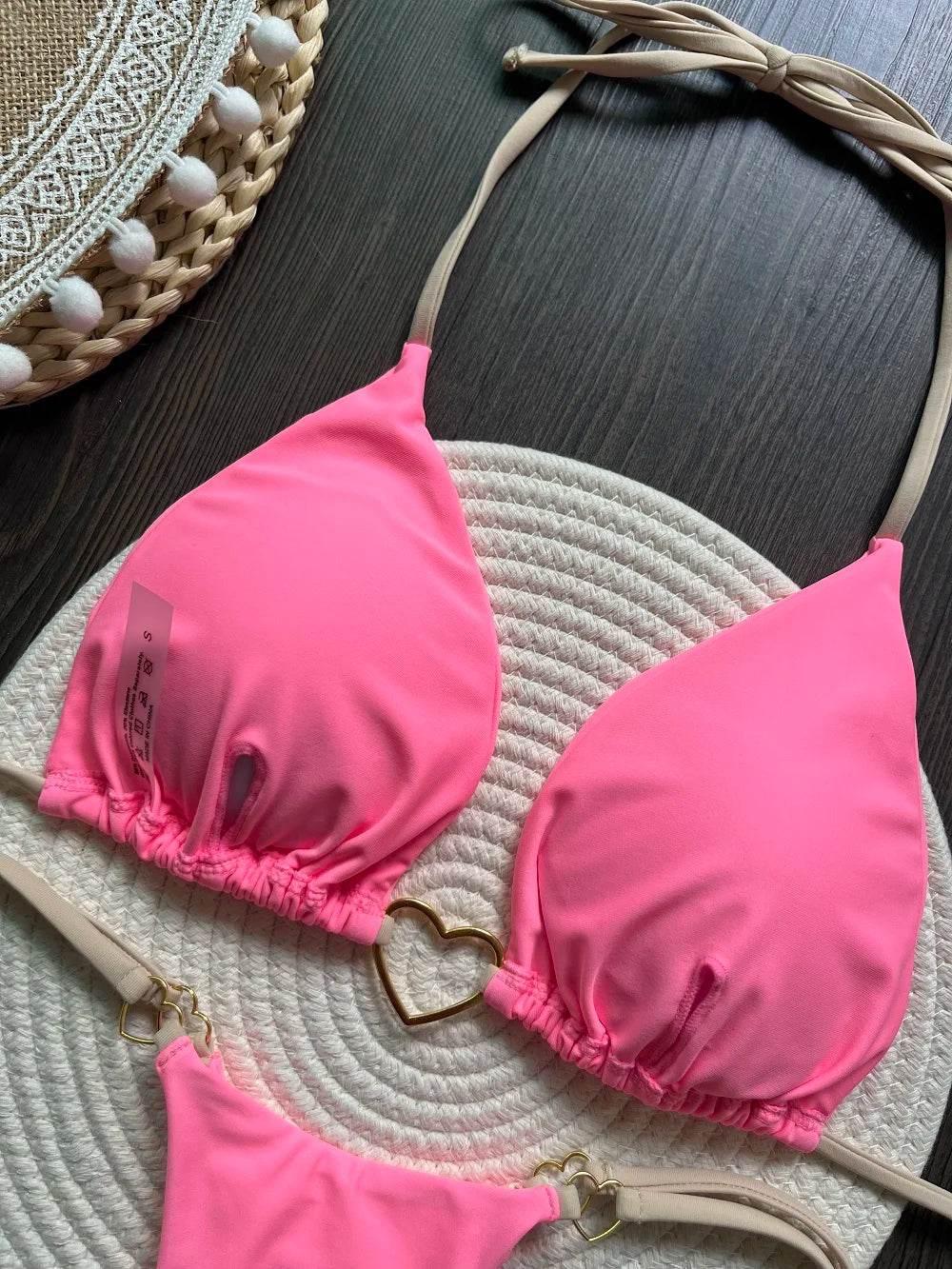 RUOTONSEPT Sexy Halter Solid color Bikini Set Women's Swimsuit Two-piece Triangle Thong Swimwear Bathing Suit Brazilian Biquinis - Empire P.E
