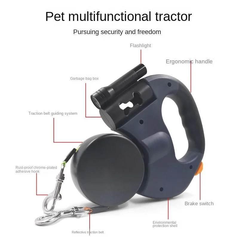 Double dog Leash Light retractable roulette double end leash Portable rotating pet leash for 2 dogs walking pet supplies - Empire P.E