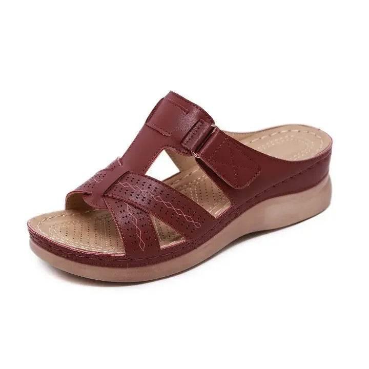 2022 Summer Women Wedge Sandals Premium Orthopedic Open Toe Sandals Vintage Anti-Slip Pu Leather Casual Female Platform Shoes - Empire P.E