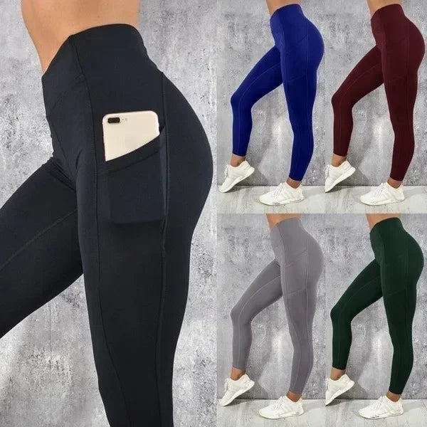Yoga Fitness Women Leggings High Waist Tights with Pocket Gym Workout Running Stretchy Sexy Butt Liftting Casual Skinny Pants - Empire P.E