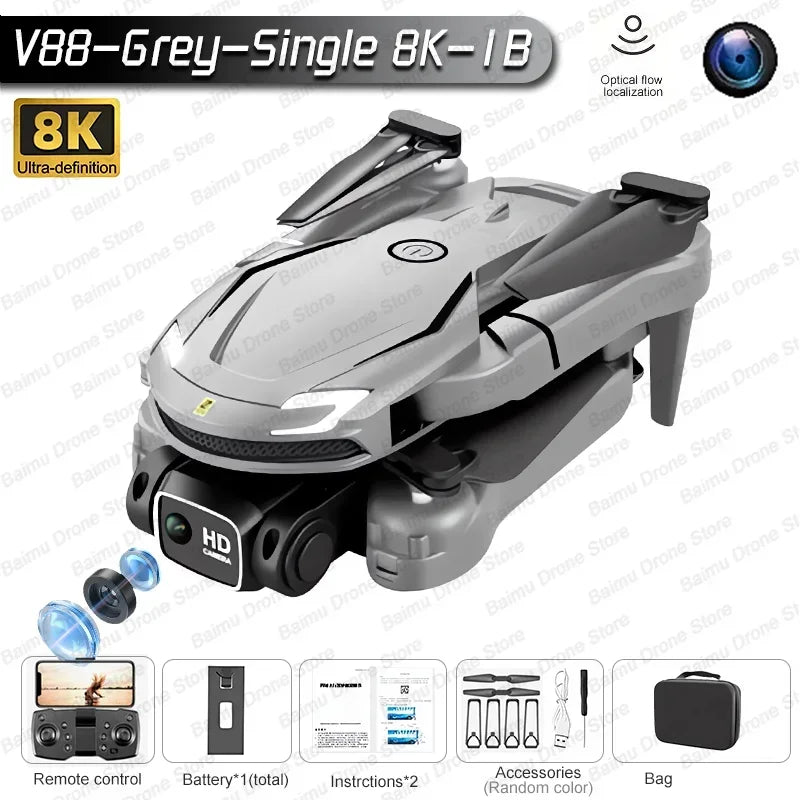V888 Brushless Drone 8K Professional HD Triple Camera - Empire P.E