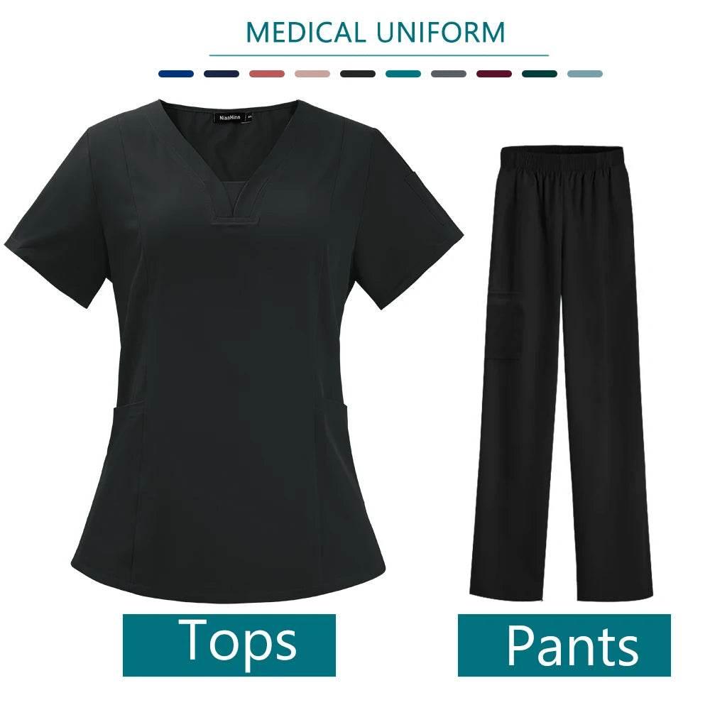 Nurse Medical Uniform High Quality Scrubs Short Sleeve Elastic Pants - Empire P.E