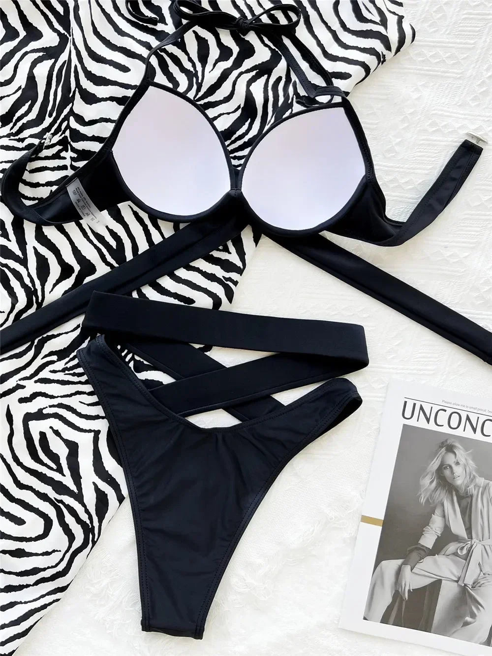 Black High Waisted Bikini Push Up Women