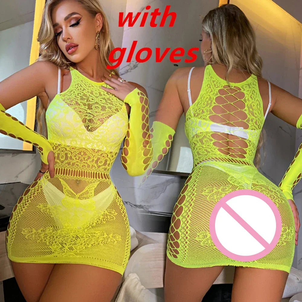 Sexy Women Fishnet Bodycon Mini Dress Mesh - Empire P.E