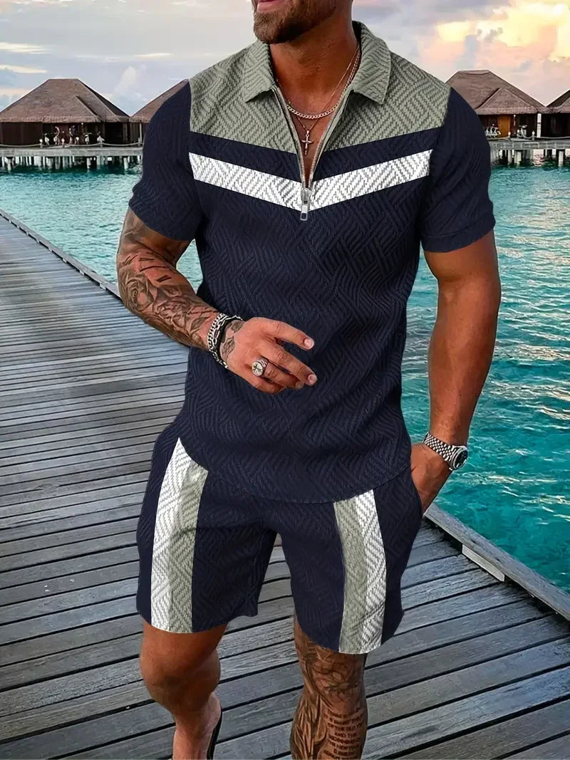 Zipper POLO Shirt Shorts Set - Empire P.E
