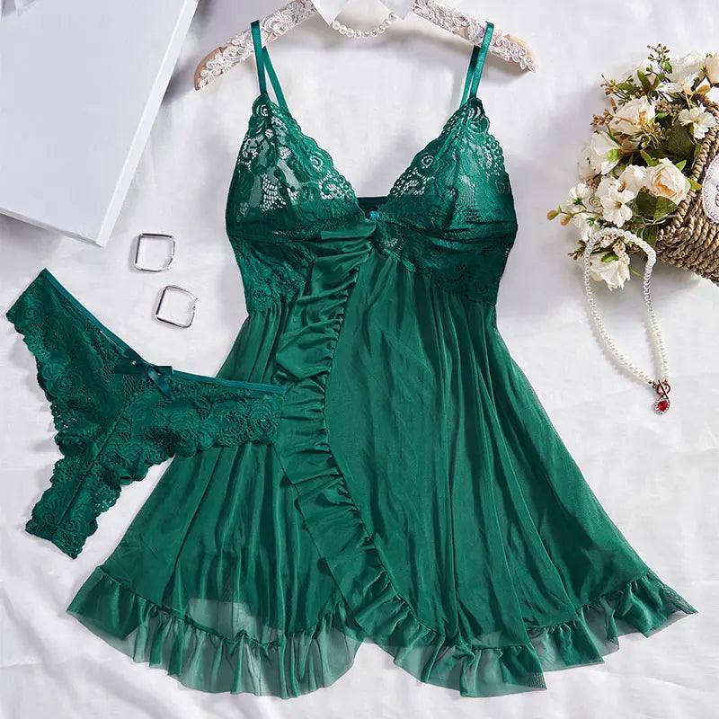 Exquisite Semi-transparent Thong Dress Set - Empire P.E