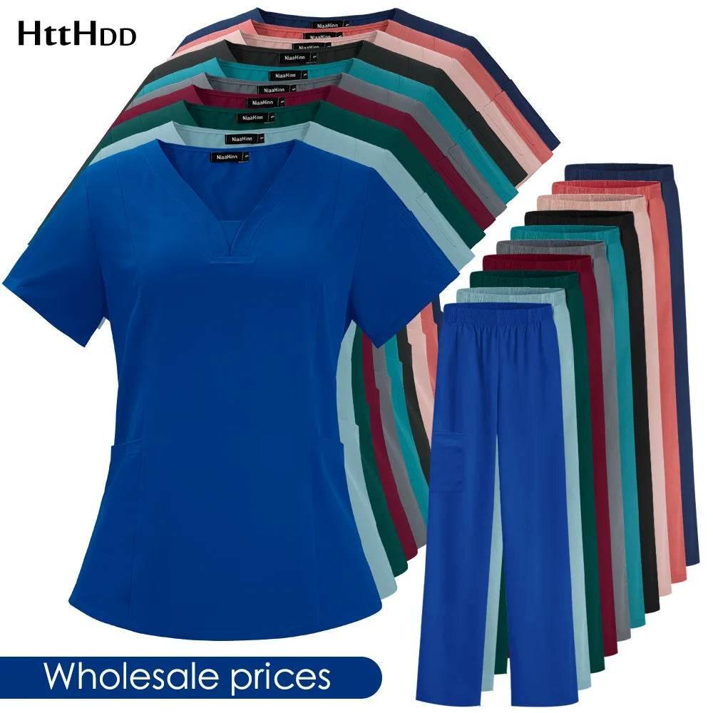 Nurse Medical Uniform High Quality Scrubs Short Sleeve Elastic Pants - Empire P.E