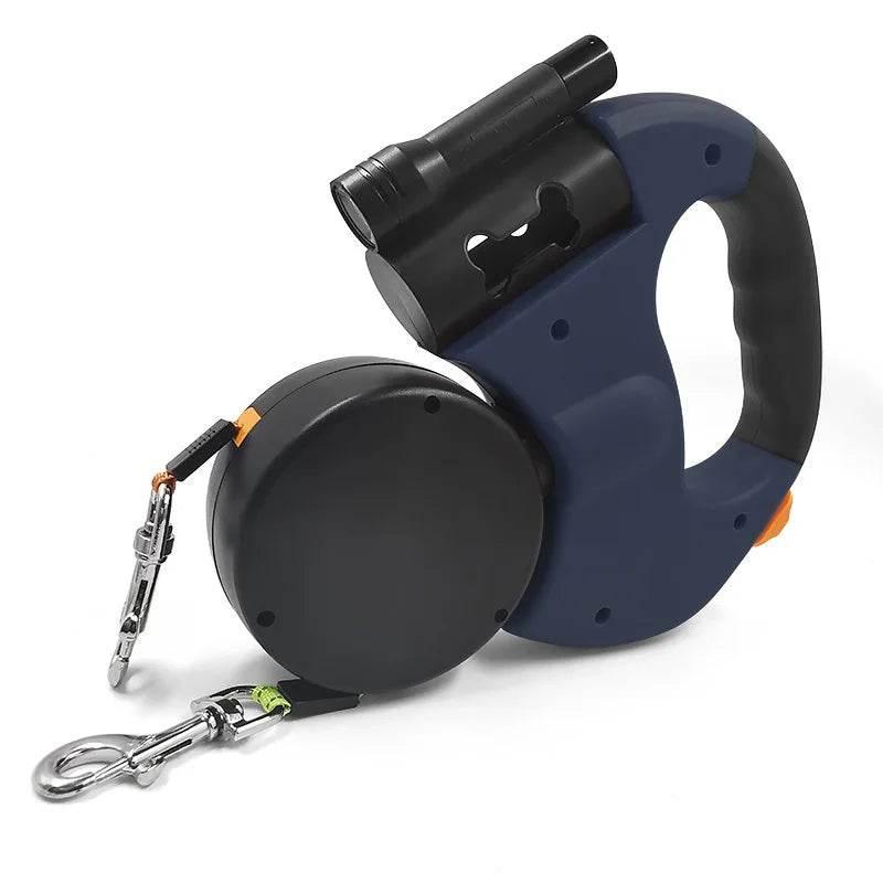 Double dog Leash Light retractable roulette double end leash Portable rotating pet leash for 2 dogs walking pet supplies - Empire P.E