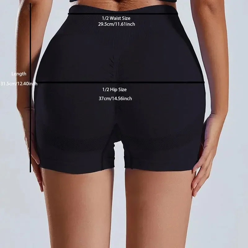 Yoga Basic 4pcs Marled Knit Scrunch Butt Wideband Waist Seamless Sports Shorts - Empire P.E