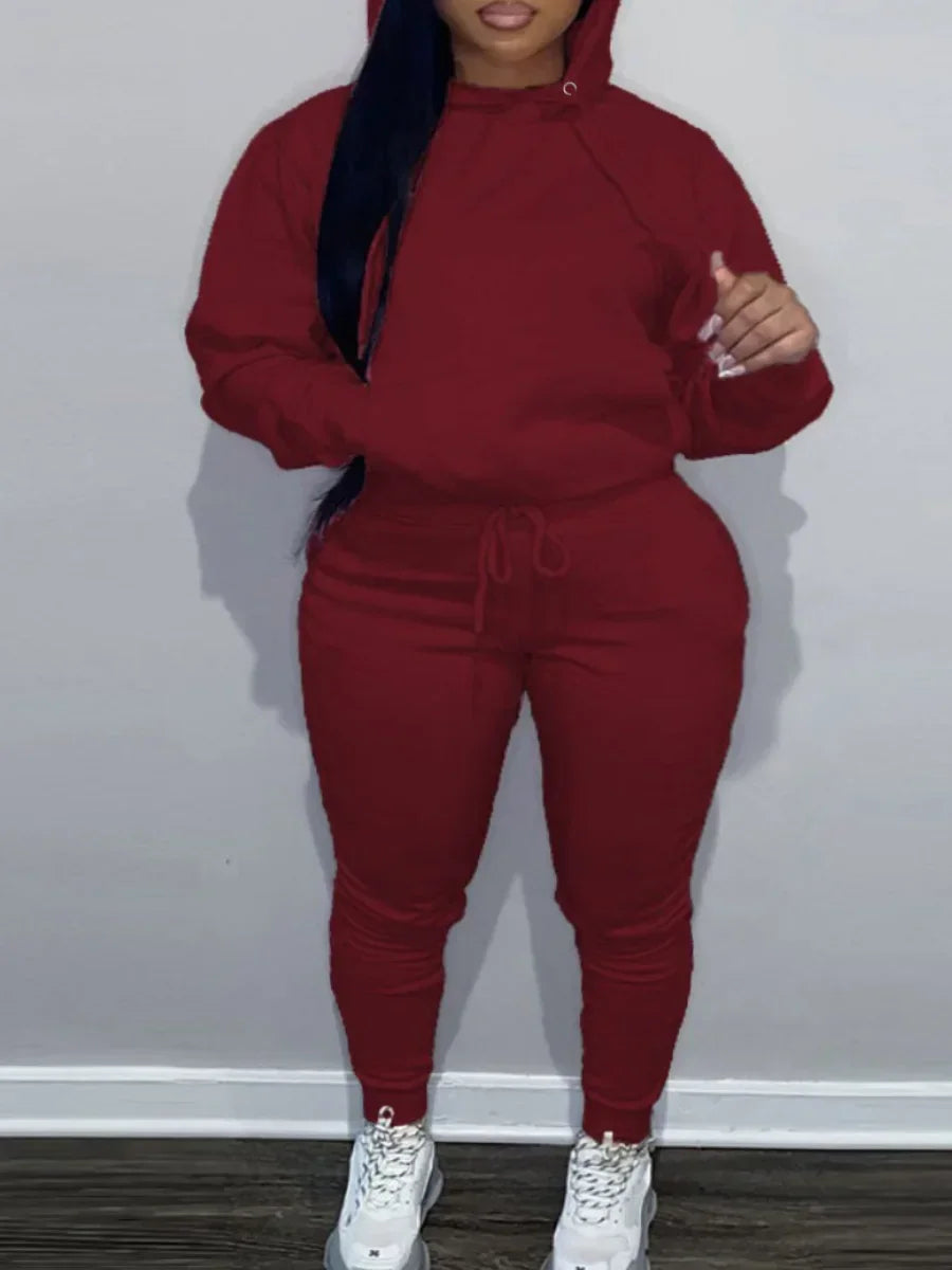 LW Plus Size women's matching tracksuit set Drawstring Tracksuit Set - Empire P.E